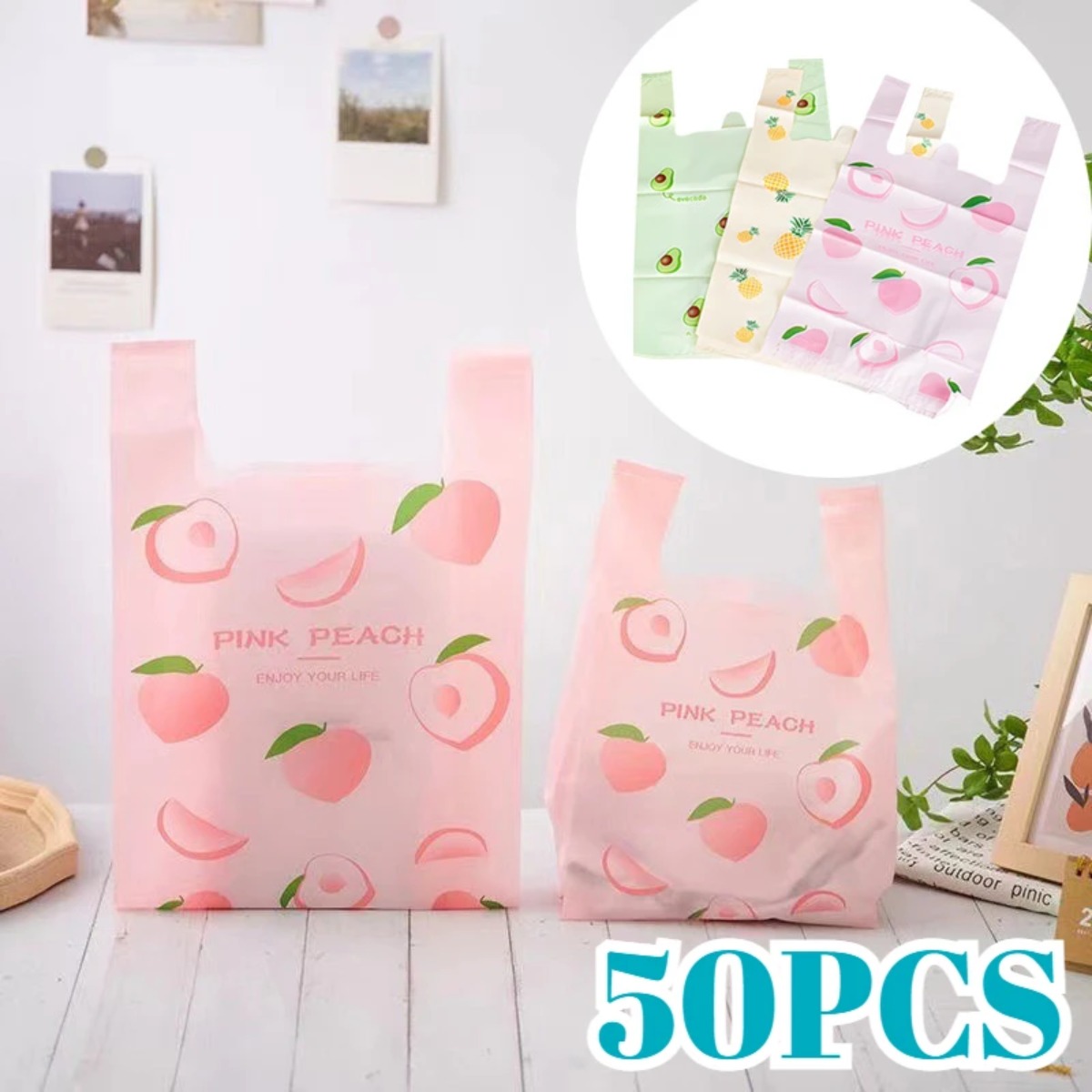 Event Party Shop - 50 Sacolas Plásticas Reutilizáveis com Estampa