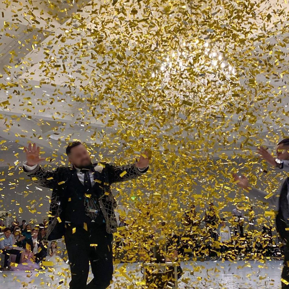 Confetti Cannon Tube - 1kg/lote Confetes Metálicos Retangulares Dourados e