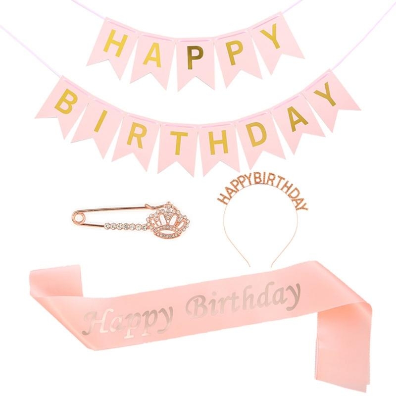 Birthday Sash Glitter - G92d 4 peças decorações festa aniversário
