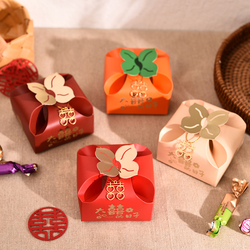 Event Party Box - 50pcs Caixa de Presente Laranja Portátil