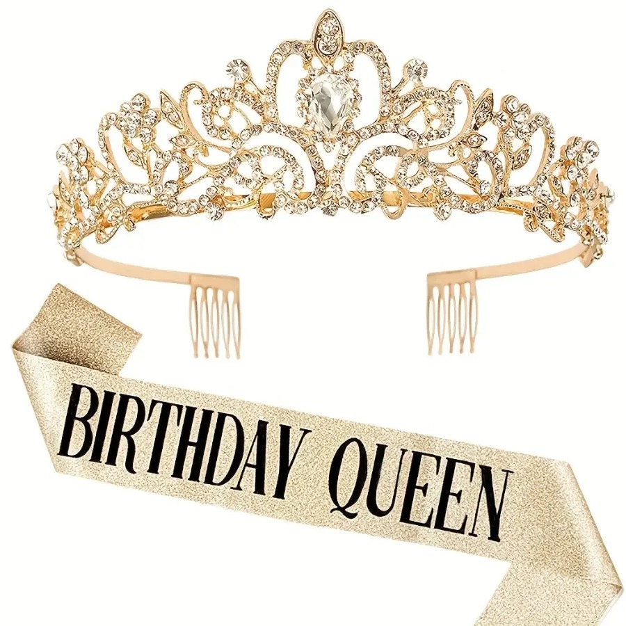 Conjunto de 2 Peças Tiara de C - Birthday Sash Glitter avaliação e preço